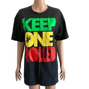 Keep One Rolled Marijuana Tshirt Mens L Weed Short Sleeve Spellout Multicolored